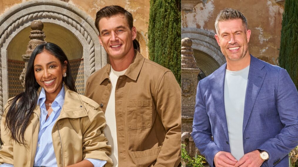 Tayshia Adams, Tyler Cameron, Jesse Palmer, HGTV's 'Bachelor Mansion Takeover,' 2026.