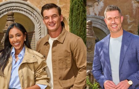Tayshia Adams, Tyler Cameron, Jesse Palmer, HGTV's 'Bachelor Mansion Takeover,' 2026.