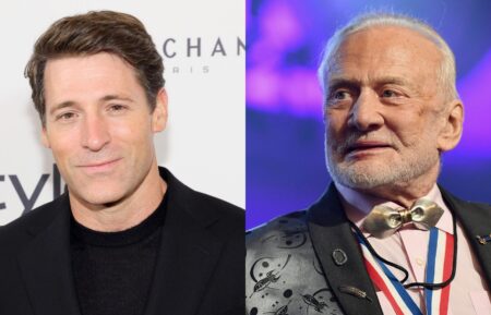 Tony Dokoupil attends InStyle's 30th Birthday Celebration at BOOM at The Standard Hotel on September 12, 2024 in New York City; Buzz Aldrin speaks onstage during Celebrity Fight Night XXV on March 23, 2019 in Phoenix, Arizona.