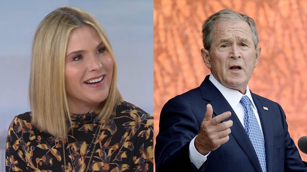 Jenna Bush Hager on the October 6, 2025, episode of NBC's 'Today With Jenna & Friends'; George W. Bush in September 2016.
