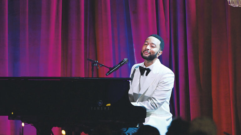 John Legend performs onstage during the Clooney Foundation for Justice's The Albies at the Natural History Museum on October 03, 2025 in London, England.