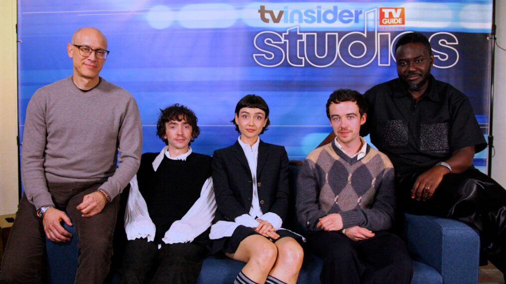 David W. Zucker, Samuel Blenkin, Sydney Chandler, Alex Lawther, and Babou Ceesay from 'Alien: Earth' in the TV Insider Studio at NYCC 2025