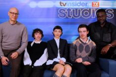 David W. Zucker, Samuel Blenkin, Sydney Chandler, Alex Lawther, and Babou Ceesay from 'Alien: Earth' in the TV Insider Studio at NYCC 2025