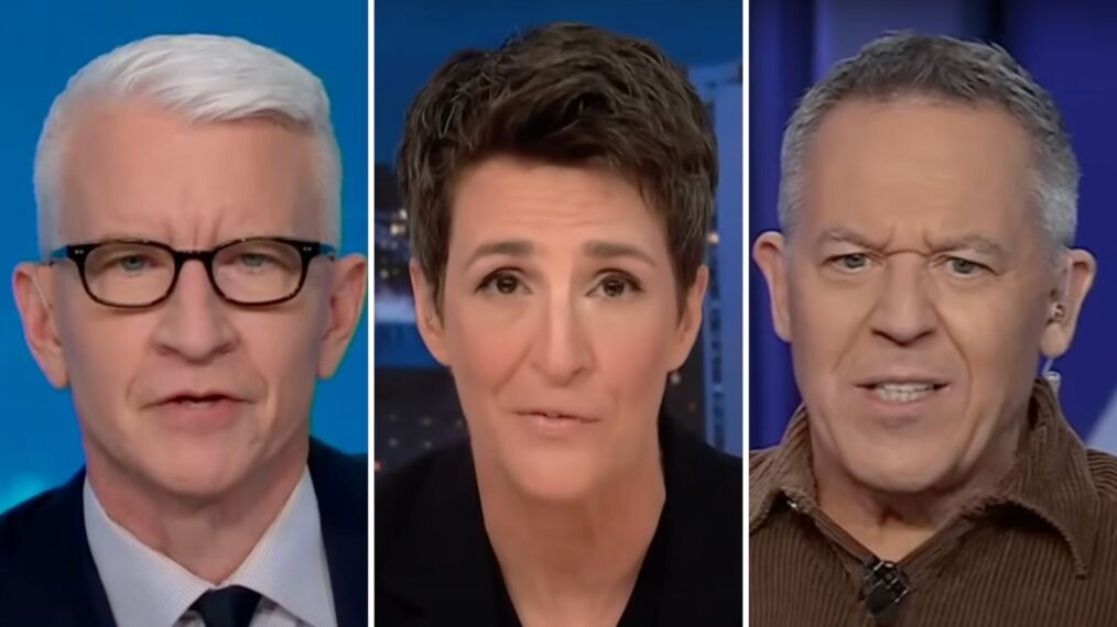 Anderson Cooper, Rachel Maddow, and Greg Gutfeld