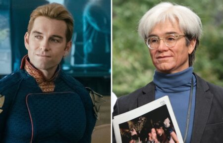 Antony Starr as Homelander in 'The Boys' and Andy Warhol for 'Samo Lives'