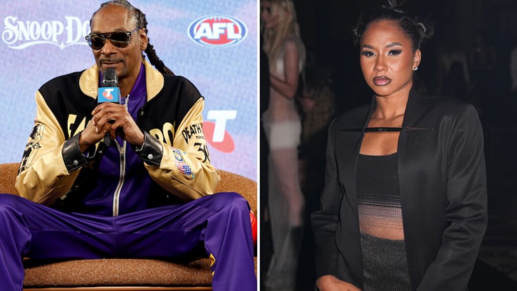 Snoop Dogg is interviewed during the 2025 Grand Final Entertainment Media Opportunity, Jordan Chiles attends the Grace Ling show during New York Fashion Week