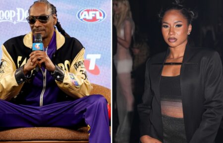 Snoop Dogg is interviewed during the 2025 Grand Final Entertainment Media Opportunity, Jordan Chiles attends the Grace Ling show during New York Fashion Week