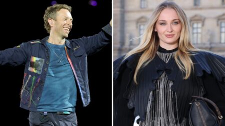 Chris Martin of Coldplay performs on a stop of the band's Music of the Spheres world tour , Sophie Turner attends the Louis Vuitton Womenswear Spring/Summer 2026 show as part of Paris Fashion Week 