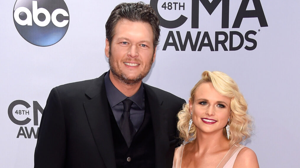Blake Shelton and Miranda Lambert attend the 48th annual CMA Awards at the Bridgestone Arena