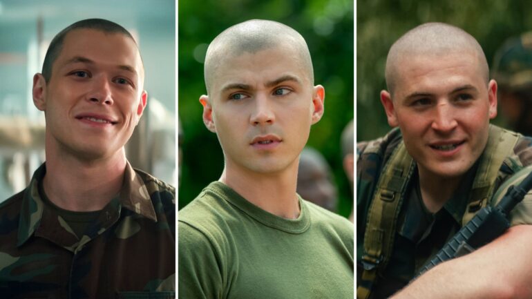 Jack Kay, Miles Heizer, and Kieron Moore in 'Boots'
