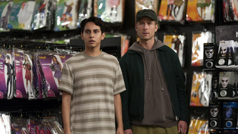 Frankie A. Rodriguez and Glen Powell in 'Chad Powers' Episode 4
