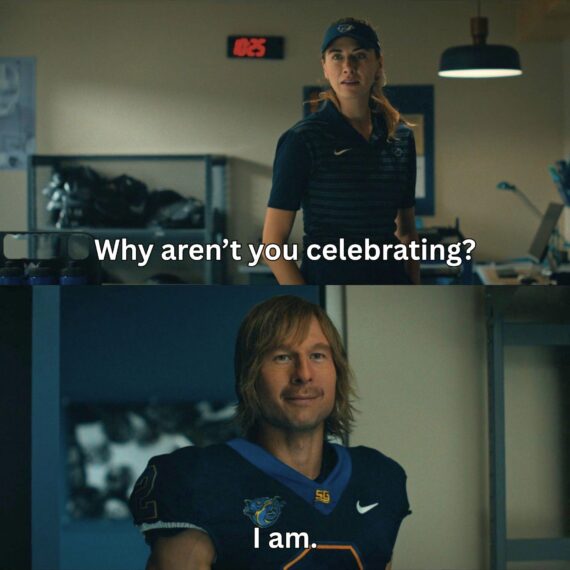 Perry Mattfeld and Glen Powell in 'Chad Powers' 