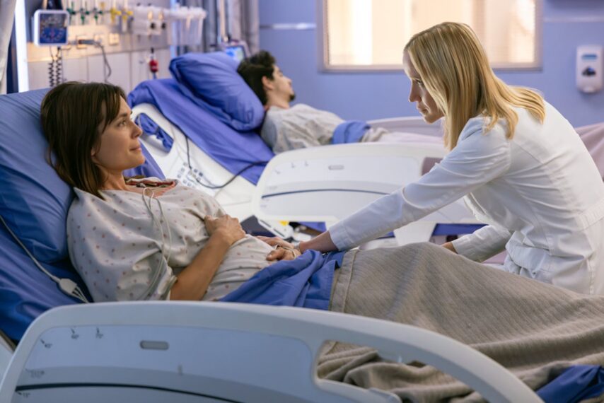 Jessy Schram as Dr. Hannah Asher, Torrey DeVitto as Dr. Natalie Manning — 'Chicago Med' Season 11 Episode 3 "Horseshoes and Hand Grenades"