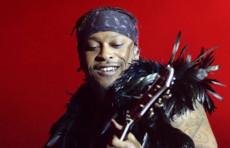 D'Angelo performs live for fans at the 2016 Byron Bay Bluesfest on March 24, 2016 in Byron Bay, Australia.