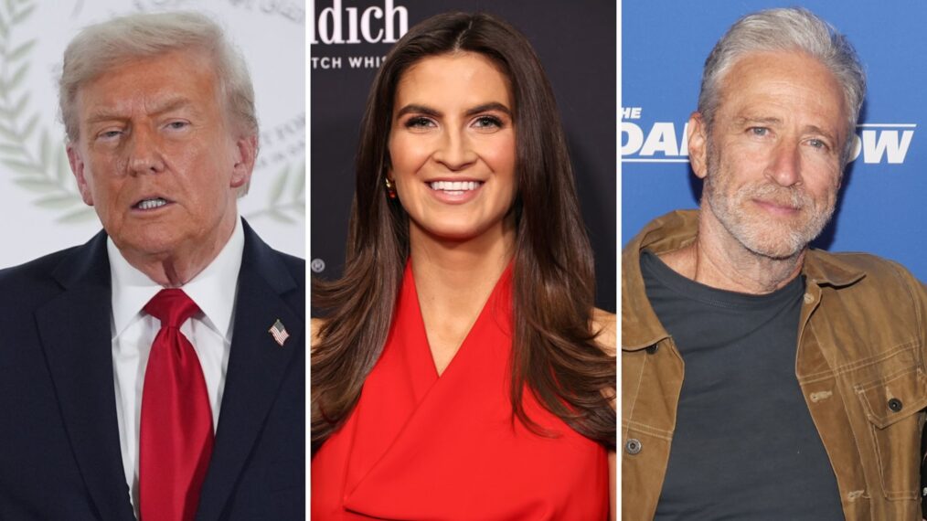 Donald Trump, Kaitlan Collins, and Jon Stewart