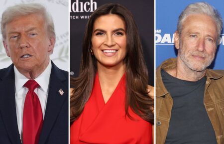Donald Trump, Kaitlan Collins, and Jon Stewart