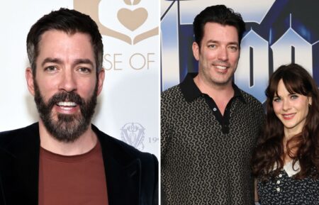 Drew Scott, Jonathan Scott, and Zooey Deschanel