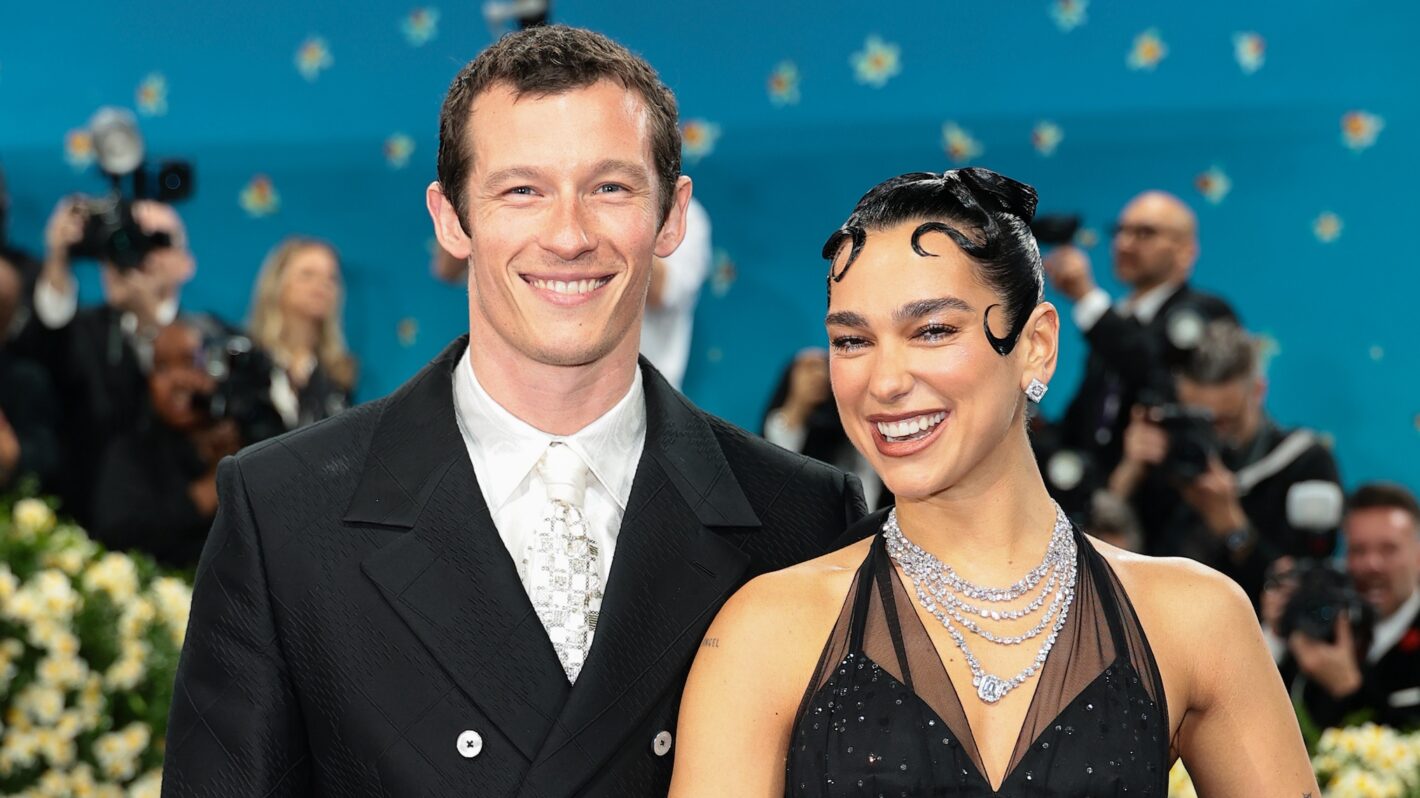 Callum Turner and Dua Lipa attend the 2025 Met Gala Celebrating