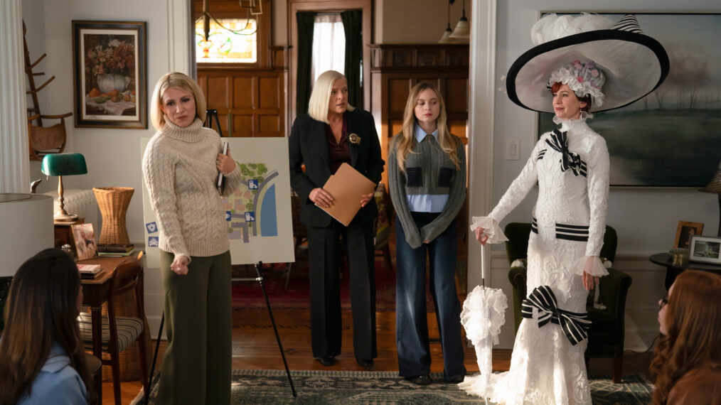 Annaleigh Ashford, Molly Price, Olivia Daponde, and Carrie Preston in 'Elsbeth' Season 3 Episode 4, 'Ick, a Bod'