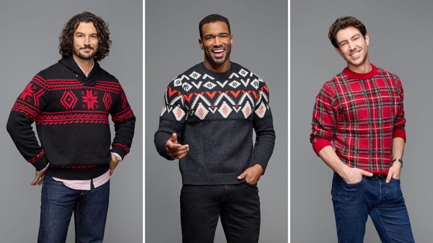 Rustin Sailors, Marcus Brodie, and Robbie Simpson of 'Finding Mr. Christmas' Season 2