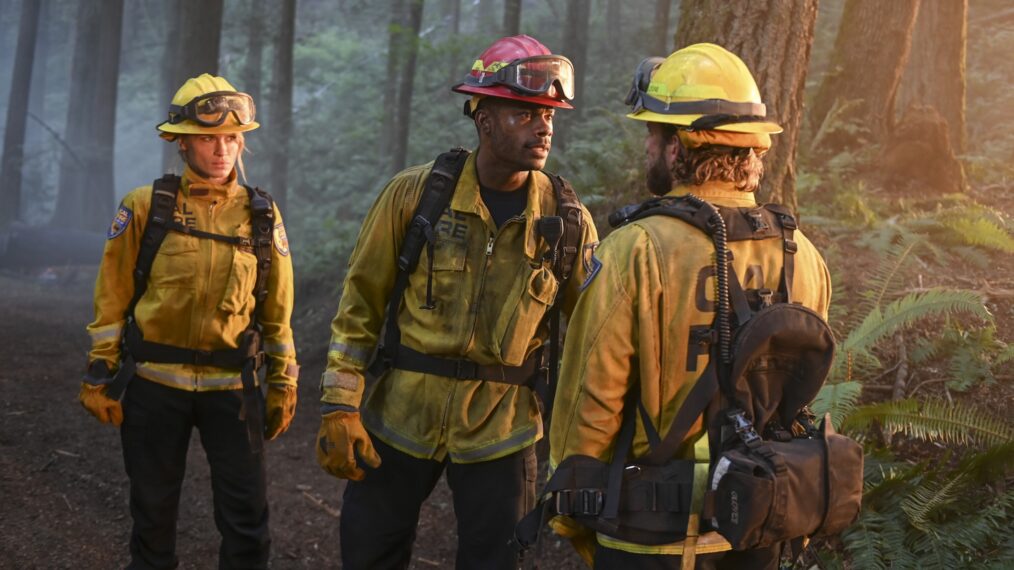 Leven Rambin as Audrey James and Jordan Calloway as Jake Crawford — 'Fire Country' Season 4 Episode 2 