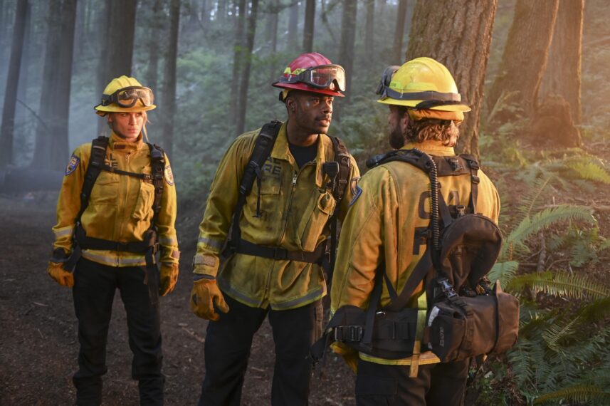 Leven Rambin as Audrey James and Jordan Calloway as Jake Crawford — 'Fire Country' Season 4 Episode 2