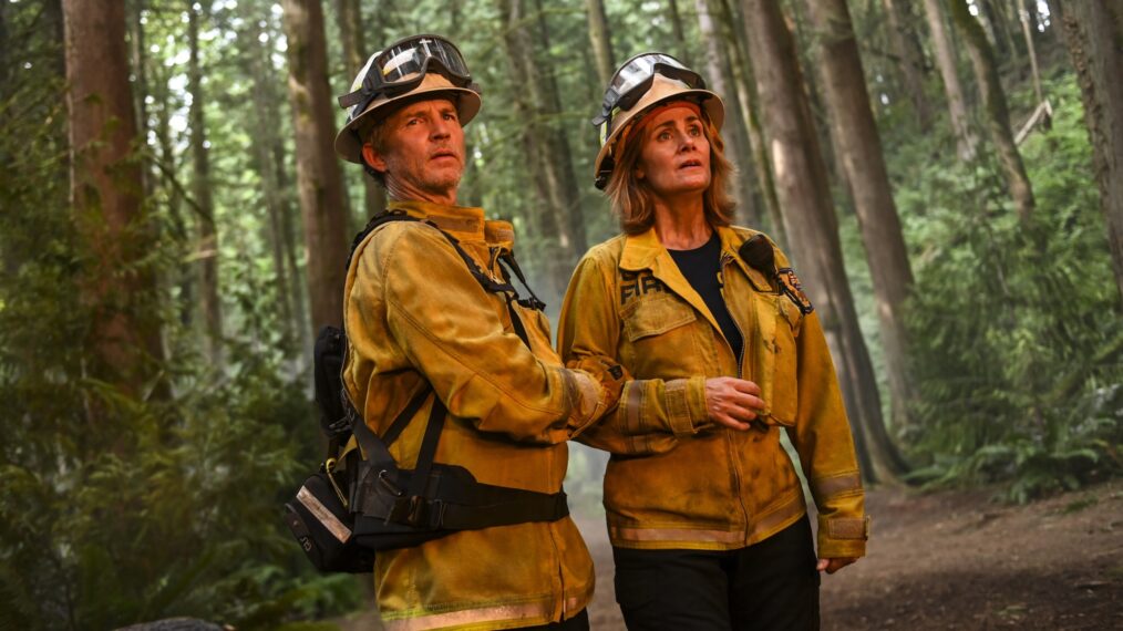 Shawn Hatosy as Brett Richards and Diane Farr as Sharon Leone — 'Fire Country' Season 4 Episode 2 