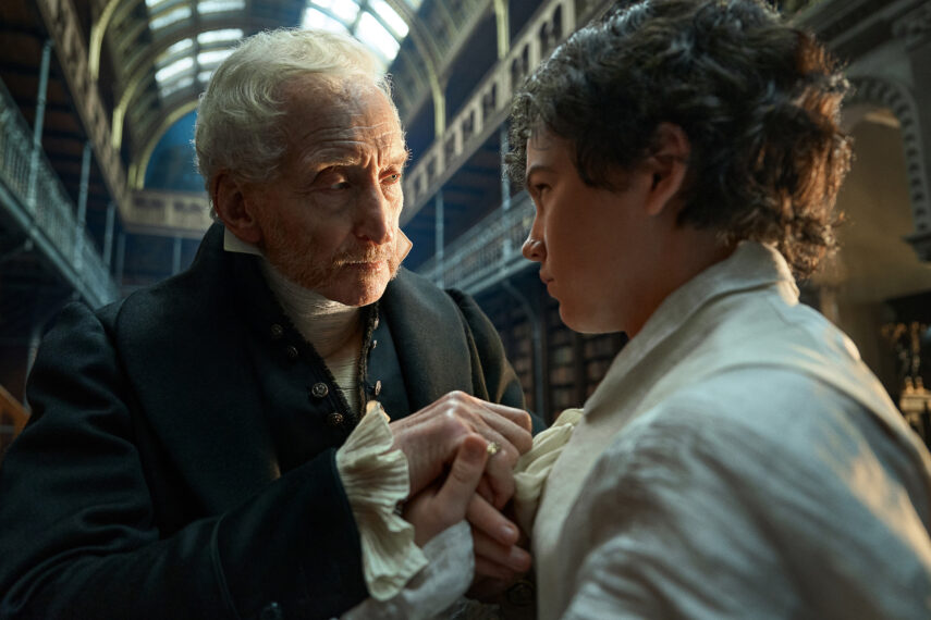Charles Dance as Leopold Frankenstein and Christian Convery as Young Victor Frankenstein in 'Frankenstein'