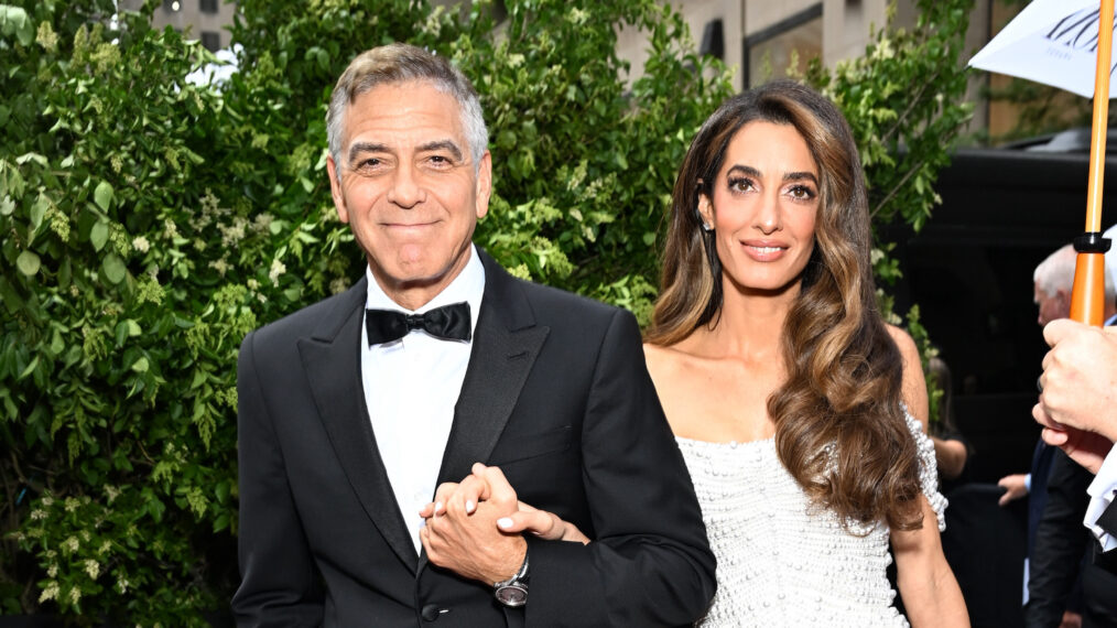 George Clooney and Amal Clooney attend The 78th Annual Tony Awards at Radio City Music Hall on June 08, 2025 in New York City.