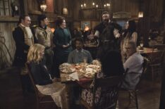 Brandon Scott Jones, Richie Moriarty, Rebecca Wisocky, Rose McIver, Utkarsh Ambudkar, Devan Chandler Long, and Sheila Carrasco in 'Ghosts' Season 5