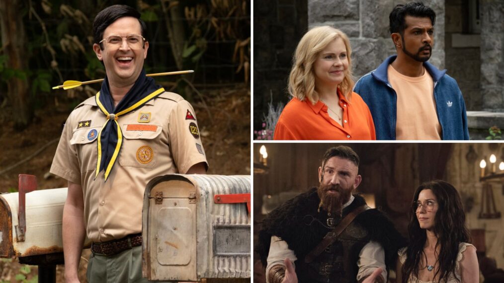 Richie Moriarty, Rose McIver, Utkarsh Ambudkar, Devan Chandler Long, and Sheila Carrasco in 'Ghosts' Season 5