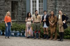 Rose McIver, Sheila Carrasco, Richie Moriarty, Asher Grodman, Roman Zaragoza, and Brandon Scott Jones in 'Ghosts' Season 5