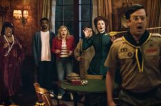 Danielle Pinnock, Utkarsh Ambudkar, Rose McIver, Rebecca Wisocky, and Richie Moriarty in 'Ghosts' Season 5 Halloween episode