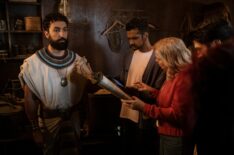 Farhang Ghajar, Utkarsh Ambudkar, and Rose McIver in 'Ghosts' Season 5 Halloween episode
