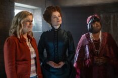 Rose McIver, Rebecca Wisocky, and Danielle Pinnock in 'Ghosts' Season 5 Halloween episode