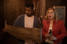Utkarsh Ambudkar and Rose McIver in 'Ghosts' Season 5 Halloween episode