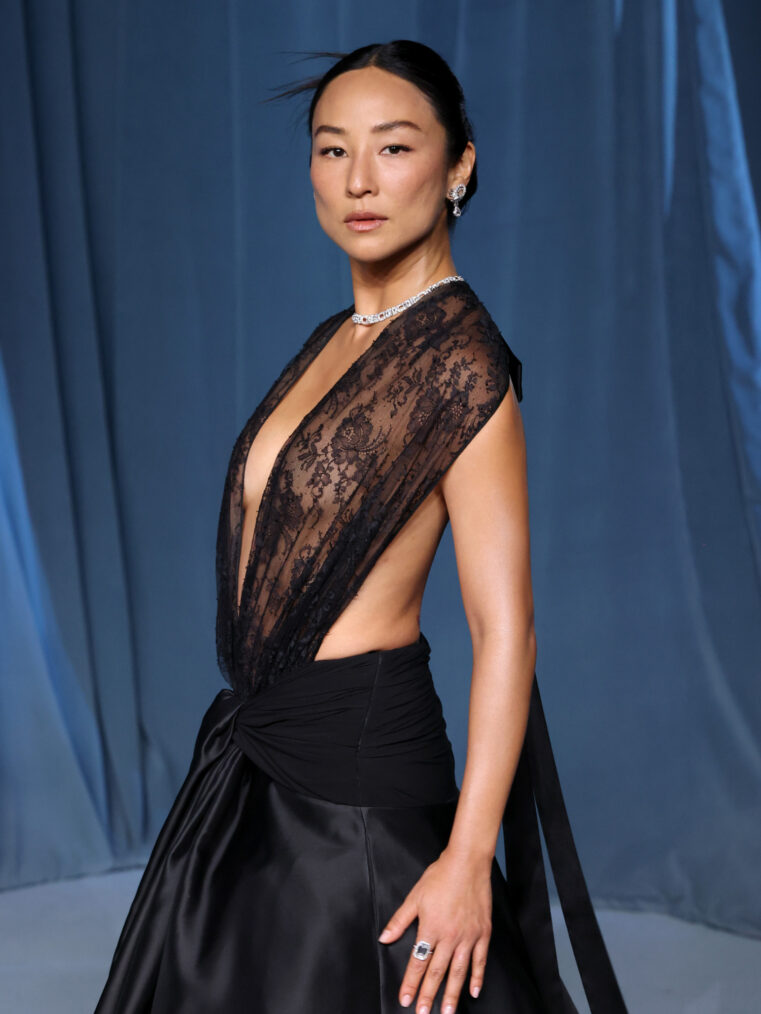 Greta Lee at the 5th Annual Academy Museum Gala at the Academy Museum of Motion Pictures on October 18, 2025, in Los Angeles, California