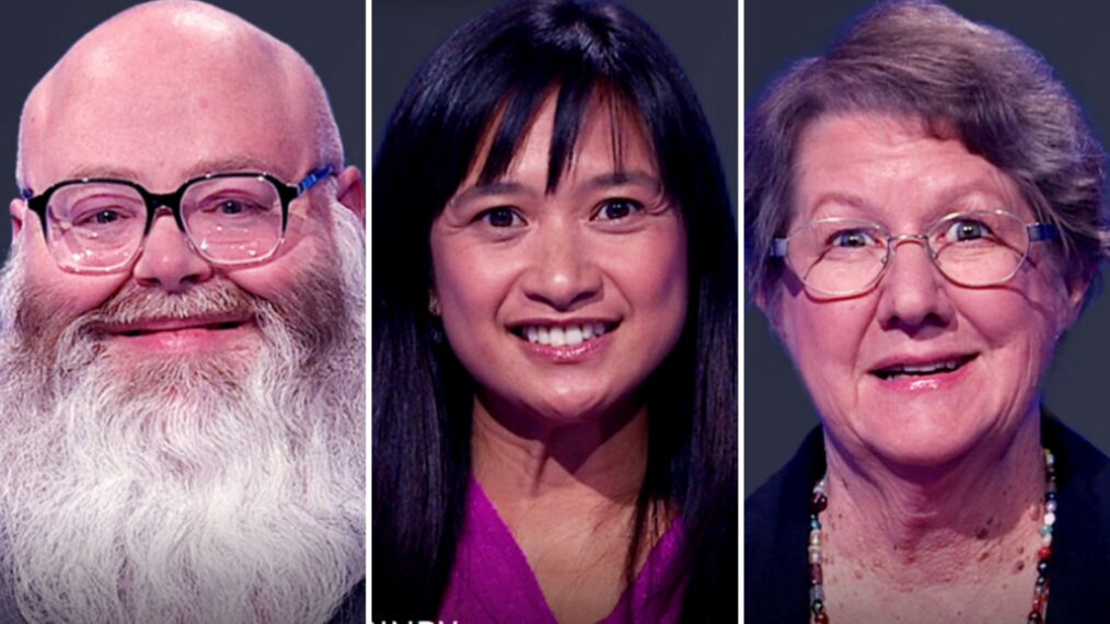 (from left) 'Jeopardy!' Season 42 contestants Daragn Ware, Cindy del Rosario, and Sondra Venable, on October 17, 2025