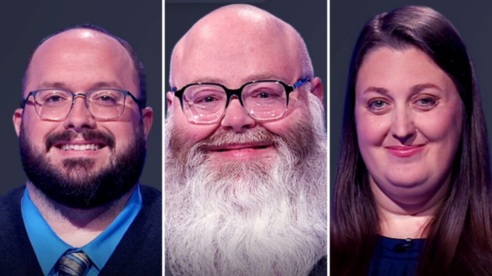 'Jeopardy!' players on October 20, 2025 (from left) Nick Petrilli, Dargan Ware, and Amanda Tholke