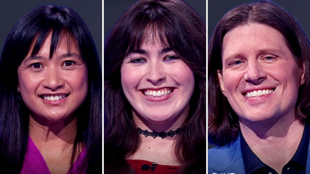 'Jeopardy!' players (from left) Cindy del Rosario, Delany O'Dea, and Dave Keder, on October 16, 2025