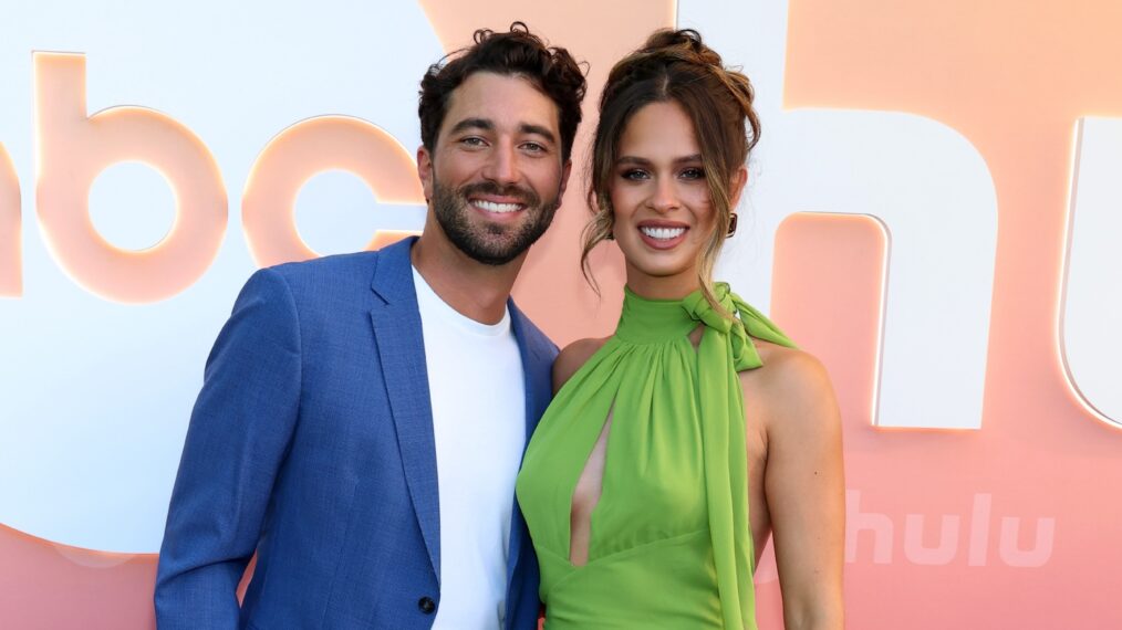 Joey Graziadei and Kelsey Anderson attend ABC's End Of Summer Soirée at Cecconi's West Hollywood on September 05, 2025 in West Hollywood, California.