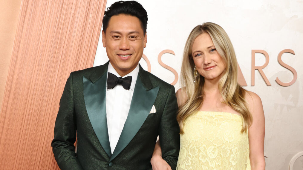 Jon M. Chu and Kristin Hodge attend the 97th Annual Oscars at Dolby Theatre on March 02, 2025 in Hollywood, California