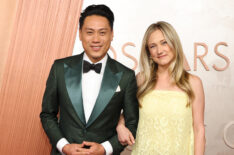 Jon M. Chu and Kristin Hodge attend the 97th Annual Oscars at Dolby Theatre on March 02, 2025 in Hollywood, California