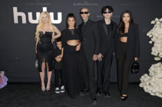 Alabama Barker, Reign Disick, Kourtney Kardashian, Travis Barker, Landon Barker and Atiana De La Hoya attend the Los Angeles premiere of Hulu's new show 'The Kardashians'