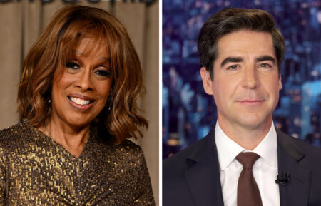 Gayle King attends the Clooney Foundation for Justice's The Albies at the Natural History Museum on October 03, 2025 in London, England. (Photo by Jeff Spicer/Getty Images for The Clooney Foundation For Justice ; Jesse Watters hosts FOX News Channel’s