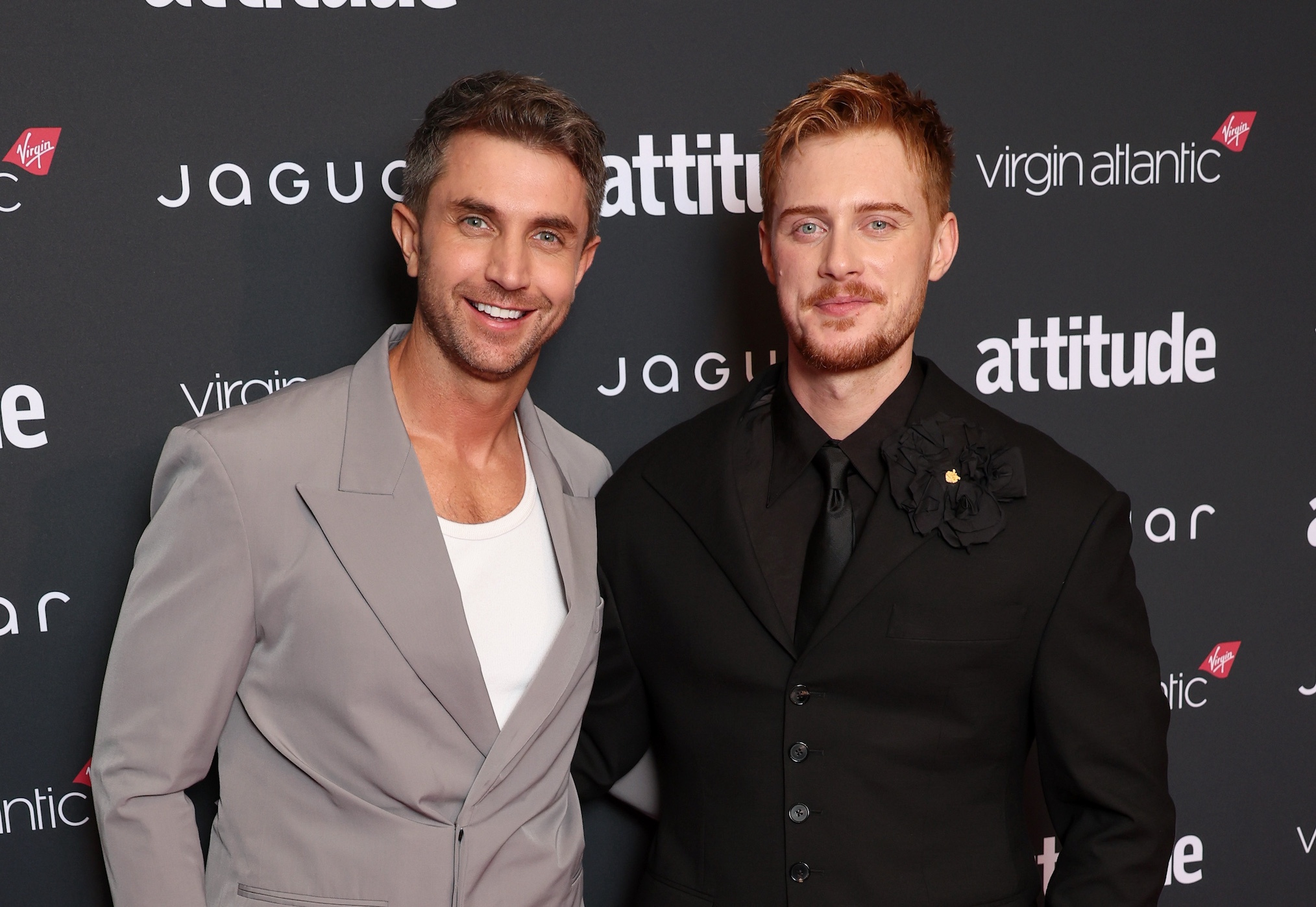 Kris Mochrie and Max Parker attend the Attitude Awards 2025 at The Roundhouse on October 08, 2025 in London, England.
