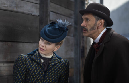 Eliza Scarlet (Kate Phillips), Clarence Pettigrew (Paul Bazely) in 'Miss Scarlet' Season 6