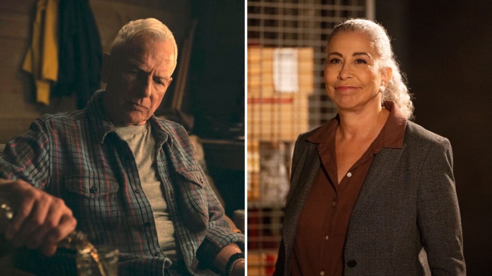 Mark Harmon as Gibbs in 'NCIS: Origins' Season 2 Episode 5 'Funny How Time Slips Away' and Roma Maffia as Vera in 'NCIS' Season 23 Episode 5 'Now and Then'