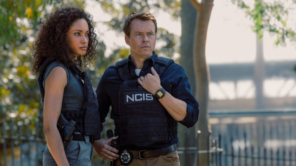 Olivia Swann as NCIS Special Agent Captain Michelle Mackey and Todd Lasance as AFP Liaison Officer Sergeant Jim 'JD' Dempsey — 'NCIS: Sydney' Season 3 Premiere 'Gut Instinct'