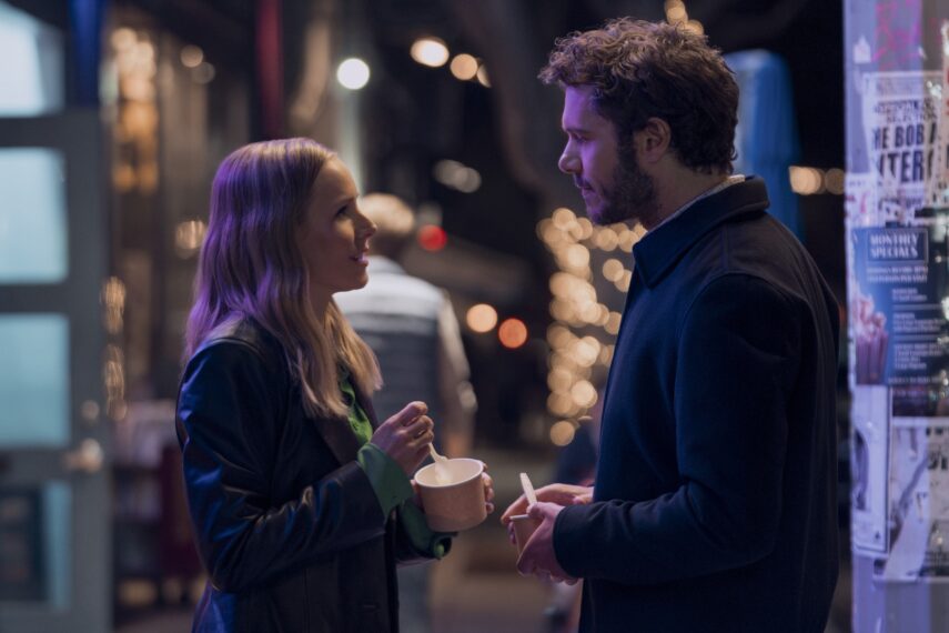Kristen Bell as Joanne, Adam Brody as Noah in episode 102 of Nobody Wants This.